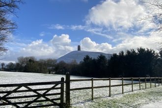 Glastonbury Tor in the snow